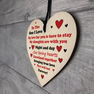 Red Ocean Valentines Gift For THE ONE I LOVE Wood Heart Plaque Gift For Boyfriend Girlfriend Partner