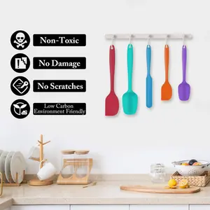 Food Grade Silicone Spatulas Spoons Set Kitchen Utensils For Baking, Cooking, And Mixing High Heat Resistant Rubber Spatula, Non Stick Dishwasher Safe BPA-Free Multicolor Multicolour