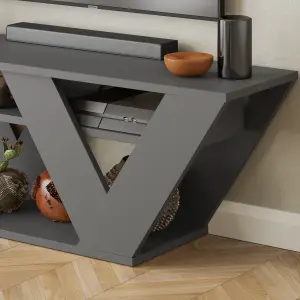 Decortie Pipralla Modern TV Stand Unit with Shelves for Up to 43" TVs Anthracite Grey 110cm