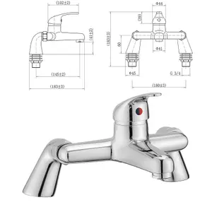 BATHWEST Bathroom Bath Filler Mixer Taps Chrome Brass Bath Tub Taps Curved Single Lever