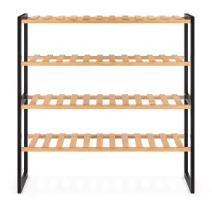 Woodluv 4 Tier Natural Bamboo Shoe Rack Stand Shelf Shelving Hallway, Bedroom, Bathroom, Living Room Organizer Holder Storage