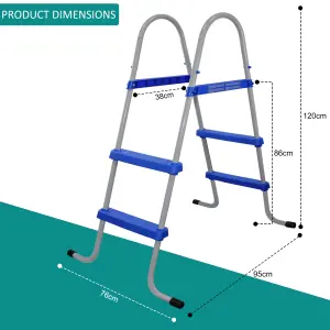 33 Inch Double-Sided Pool Step Ladder Metal Frame for Above-Ground Swimming Pools