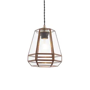 Anson Lighting Stairly 1lt       Antique solid brass and clear glass Pendant easyfit Unwired Shade only