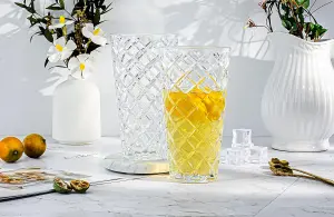 simpa 435ml Rhombus Pattern Highball Drinking Glasses, Set of 6