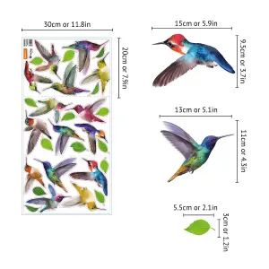 Walplus Small Hummingbirds Window Clings Rooms Décor -24Pcs