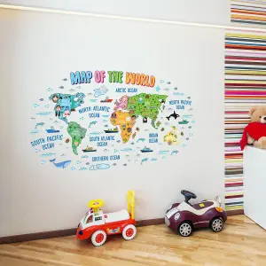 Walplus Map Of The World Kids Sticker PVC Blue