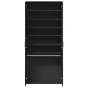 Berkfield Shoe Cabinet Black 80x39x178 cm Engineered Wood