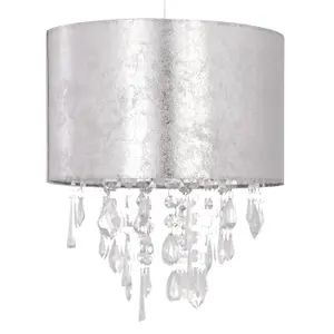 First Choice Lighting Silver Marble Affect Jewelled Light Shade