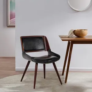 Ayrton Faux Leather Mid-Century Dining Chair Polished Obsidian