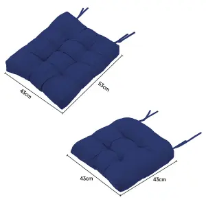 Navy Blue 2 Pcs Garden Polyester Chair Cushions Seat Pads Cushion for Outdoors