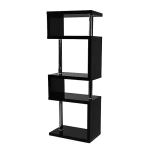 Miami High Gloss Slim Shelving Unit In Black