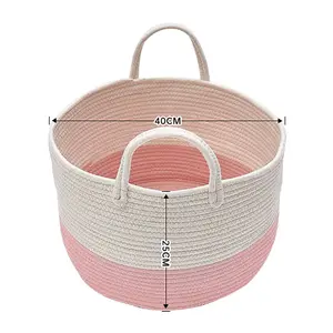 Pink Folding Cotton Laundry Basket Laundry Hamper Storage Bag