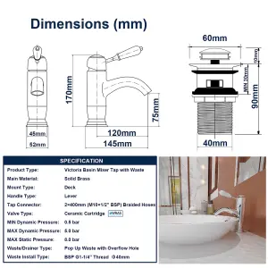 BATHWEST Traditional Victorian Style Bathroom Chrome Brass Basin Sink Mixer Taps Mixer