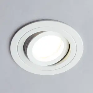 Litecraft 5 Pack White 1 Lamp Modern IP65 Circular Tiltable Bathroom Downlights