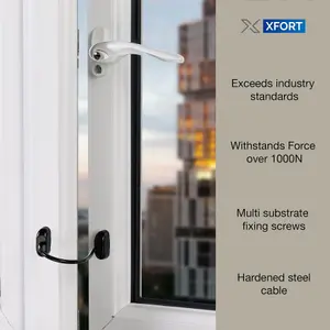 XFORT 4 Pack Viper Fixed Cable Window Restrictor in Black