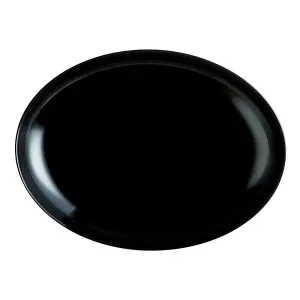 URBNLIVING 30cm Diameter Black Steak Plate Opal Glass