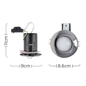 ValueLights Fire Rated Bathroom/Shower IP65 Black Chrome Domed Ceiling Downlight - Includes 5w LED Bulb 3000K Warm White