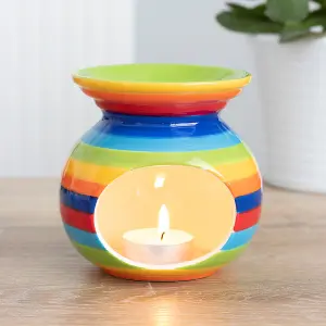 Large Colourful Rainbow Stripe Oil Burner