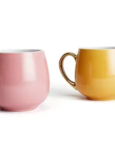 4pc Coloured Gold handle Harlem Mugs