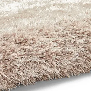 Beige Plain Shaggy Rug, Anti-Shed Rug, Easy to Clean Handmade Rug, Modern Rug for Bedroom, & Dining Room-80cm X 150cm