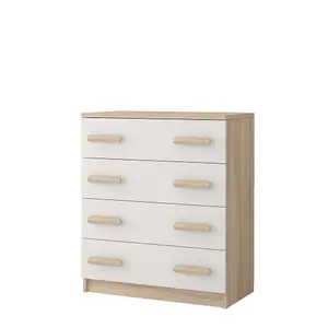 Natural Oak Sonoma and White Chest H930mm W800mm D400mm - Oak Sonoma Handles for Harmonious Interiors