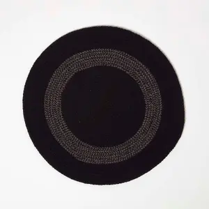 Homescapes Black & Grey Braided 100% Cotton Round Placemats Set of 4