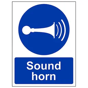 Sound Horn Warning Mandatory Sign - Adhesive Vinyl - 150x200mm (x3)