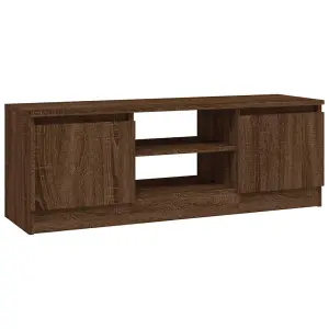 Berkfield TV Cabinet with Door Brown Oak 102x30x36 cm