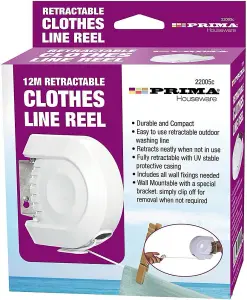 Retractable Clothes Line Reel 12M Washing Line Compact Drying Wall Mounted