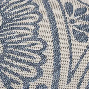 Outdoor Flatweave Rug 80x150 cm Blue Pattern