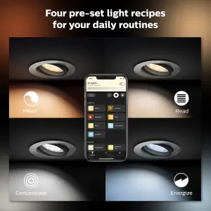 Philips Hue Smart Milliskin White Ambiance Silver Recessed Spotlights