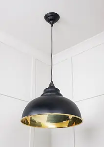 Smooth Brass Harborne Pendant in Elan Black