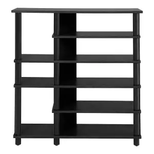 Black MDF Shoe Rack with 8 Open Shelves for Entryway or Closet Organization 92cm (H)