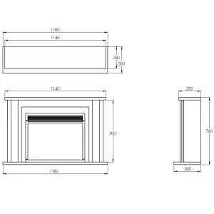 Suncrest Vermont White MDF & stainless steel Freestanding Electric fire suite