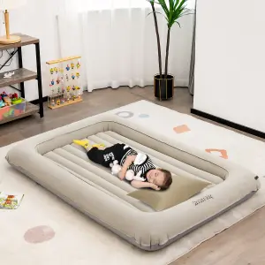 Costway Inflatable & Portable Kids Bed w/ Removable 2 Sides Mattress