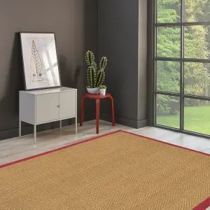 Brown, red Herringbone weave Medium Rug, (L)150cm x (W)100cm