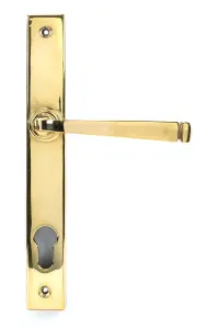 From The Anvil Polished Brass Avon Slimline Lever Espag. Lock Set