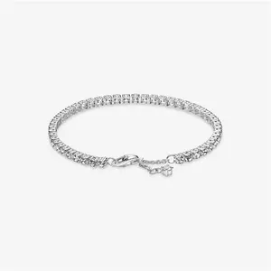 Pandora Sparkling Tennis Bracelet - Sterling Silver / Cubic Zirconia - Sz. 18 cm