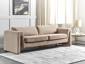 Beliani Modern Velvet Sofa Beige MAUNU