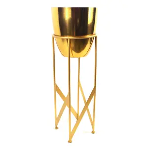 90cm Gold Planter with Artificial Yukka Plant