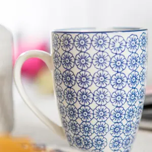 Nicola Spring - Nicola Spring - Hand-Printed Mug - 330ml - Navy - Pack of 6