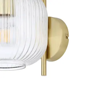 GoodHome Lybia Classic Satin Brass effect Wired Wall light