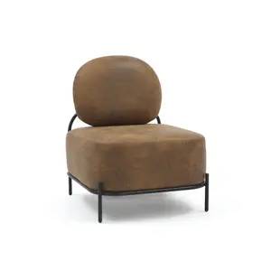 Faux Leather Suede Brown Flavia Accent Chair with Ottoman