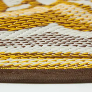 Homescapes Rae Yellow Round Outdoor Rug, 180 cm