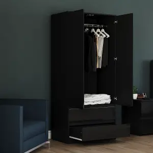 Vida Designs Glinton 2 Door 2 Drawer Wardrobe (100% FSC), Black