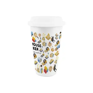 Warehouse Worker Ceramic Travel Mug - Novelty Tradies Gifts/New Job Presents - Double-Walled Insulated Hot/Cold Drinks Cup