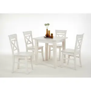 Pols Solid Wood Dining Table Stained and varnished white/White