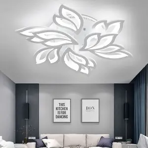 9 Head Petal Flower Shaped Acrylic LED Energy Efficient Semi Flush Ceiling Light Fixture Cool White