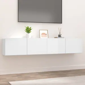 Berkfield TV Cabinets 2 pcs High Gloss White 80x30x30 cm Engineered Wood