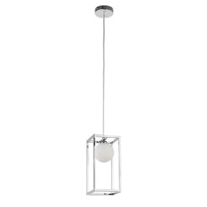 Luminosa Industrial And Retro Hanging Pendant Chrome 1 Light  with Glass Shade, G9